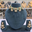 Rajwadi Collection Pota Stone And Pearl Statement Choker Necklace Set