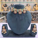Rajwadi Collection Pota Stone And Pearl Statement Choker Necklace Set