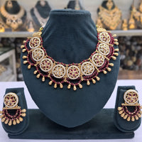 Rajwadi Collection Pota Stone Pearl And Beads Statement Necklace Set