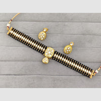 Rajwadi Collection Traditiona Kundan Stone And Pearl Choker Necklace Set