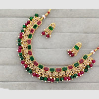 Rajwadi Collection Glam Crystal Stone Beads And Pearl Designer Necklace Set