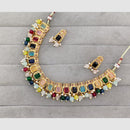 Rajwadi Collection Glam Crystal Stone Beads And Pearl Designer Necklace Set