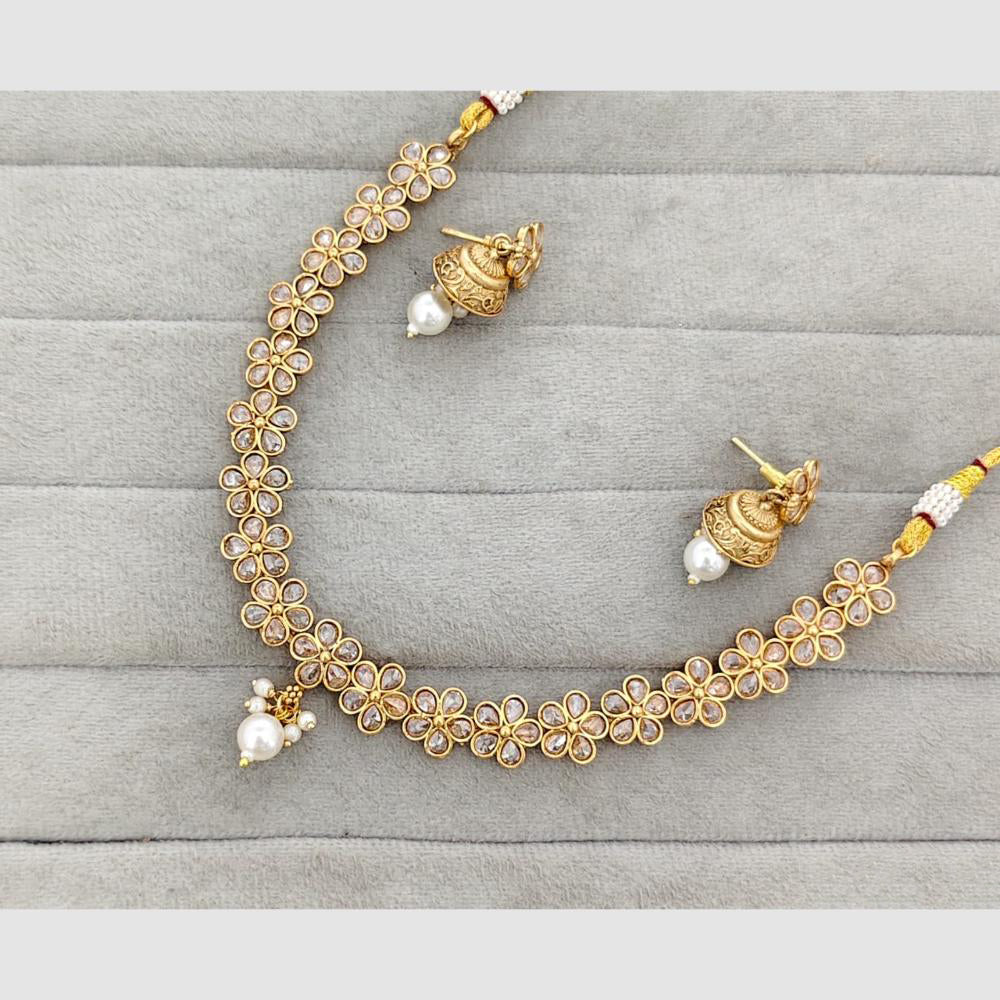 Rajwadi Collection Glam Crystal Stone Beads And Pearl Designer Necklace Set