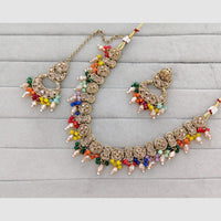 Rajwadi Collection Glam Crystal Stone Beads And Pearl Designer Necklace Set