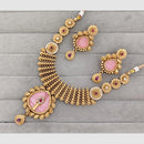 Rajwadi Collection Glam Pota Stone  And Pearl Traditional Necklace Set