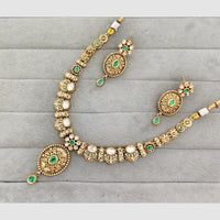 Rajwadi Collection Glam Pota Stone And Polki Kundan  Designer Necklace Set