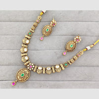 Rajwadi Collection Glam Pota Stone  And Pearl Traditional Necklace Set