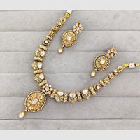 Rajwadi Collection Glam Pota Stone  And Pearl Traditional Necklace Set