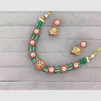 Rajwadi Collection Glam Pota Stone  And Pearl Traditional Necklace Set
