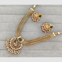 Rajwadi Collection Glam Pota Stone Beads And Pearl Designer Necklace Set