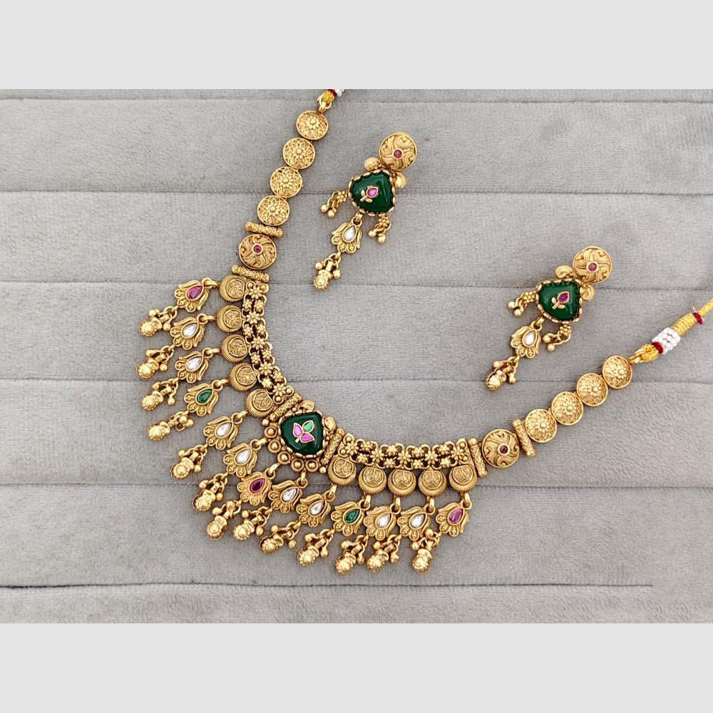 Rajwadi Collection Glam Pota Stone Beads And Pearl Designer Necklace Set