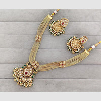 Rajwadi Collection Glam Pota Stone Beads And Pearl Designer Necklace Set
