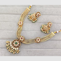 Rajwadi Collection Glam Pota Stone Beads And Pearl Designer Necklace Set