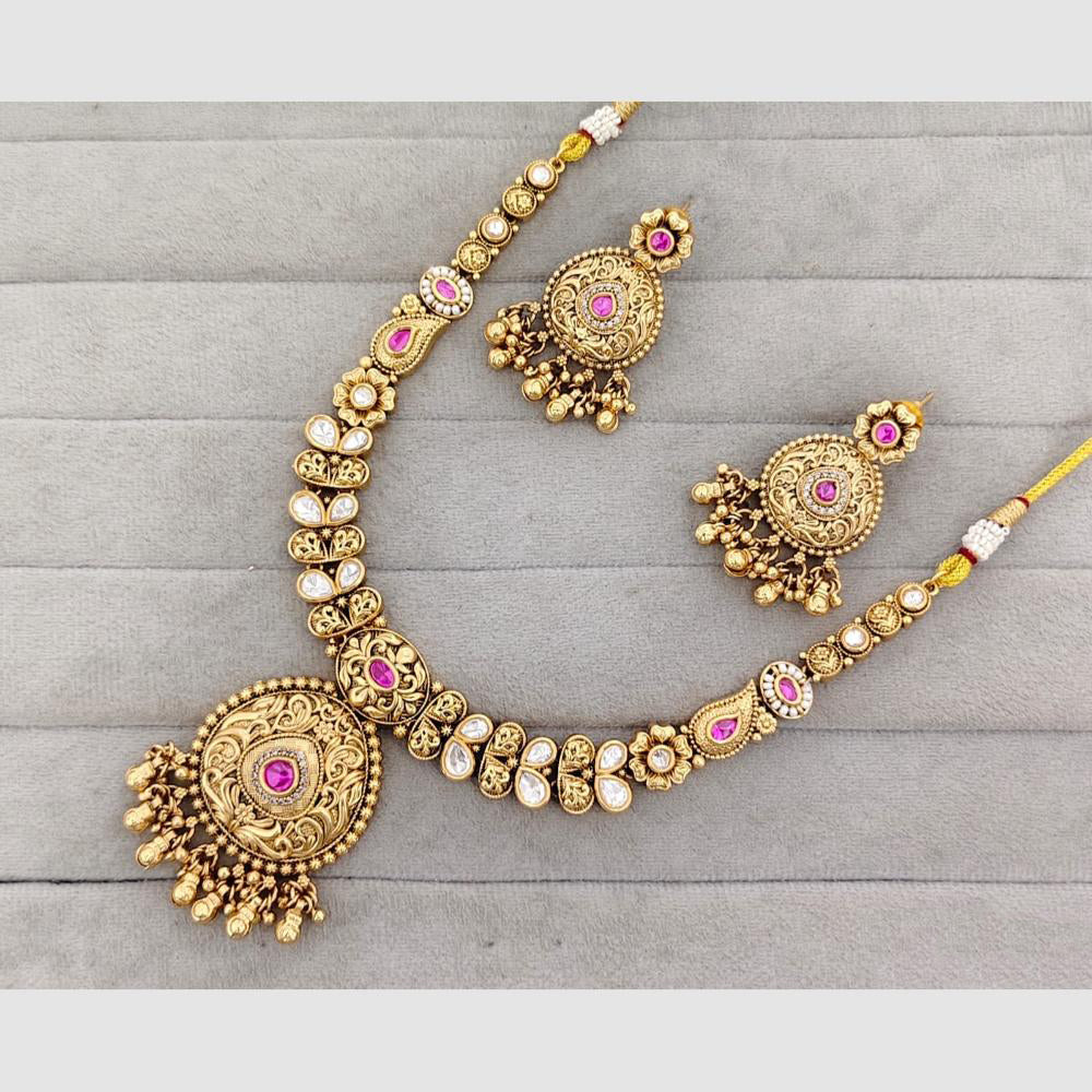 Rajwadi Collection Glam Pota Stone Beads And Pearl Designer Necklace Set