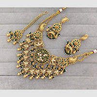 Rajwadi Collection Glam Pota Stone  And Pearl Traditional Designer Necklace Set