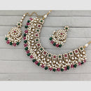 Rajwadi Collection Glam Pota Stone Beads And Pearl Designer Necklace Set