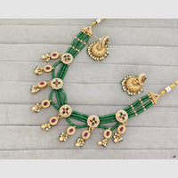 Rajwadi Collection Glam Pota Stone Beads And Pearl Designer Necklace Set
