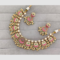 Rajwadi Collection Glam Pota Stone Beads And Pearl Designer Necklace Set
