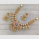 Rajwadi Collection Glam Pota Stone Beads And Pearl Designer Necklace Set