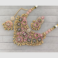 Rajwadi Collection Glam Pota Stone Beads And Pearl Elephent Design Necklace Set