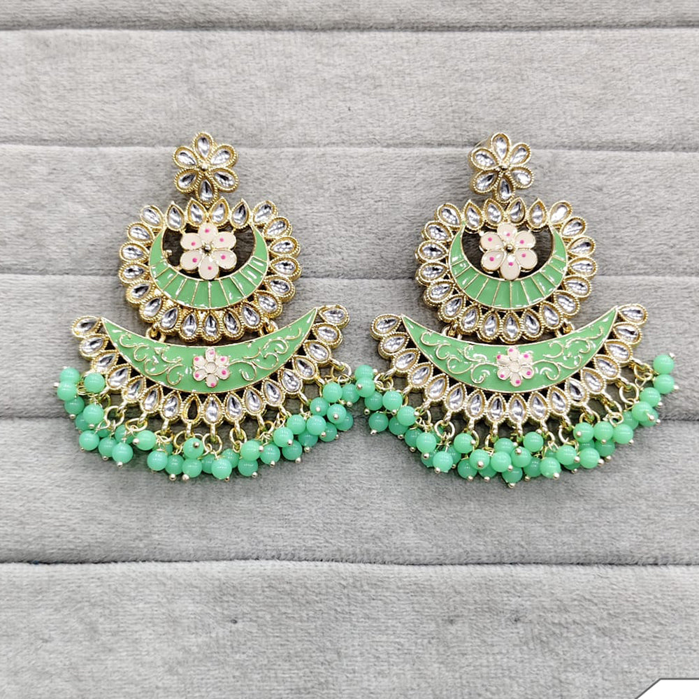 Rajwadi Collection Traditional Kundan Stone And Pearl  Meenakari Dangler Earrings