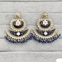 Rajwadi Collection Traditional Kundan Stone And Pearl  Meenakari Dangler Earrings
