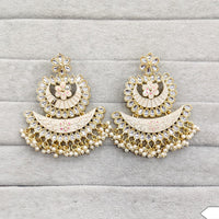 Rajwadi Collection Traditional Kundan Stone And Pearl  Meenakari Dangler Earrings