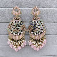 Rajwadi Collection Traditional Mirror Work Pearl Dangler Earrings for Women