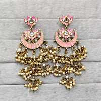 Rajwadi Collection Traditional Crystal Stone And Pearl  Meenakari Dangler Earrings