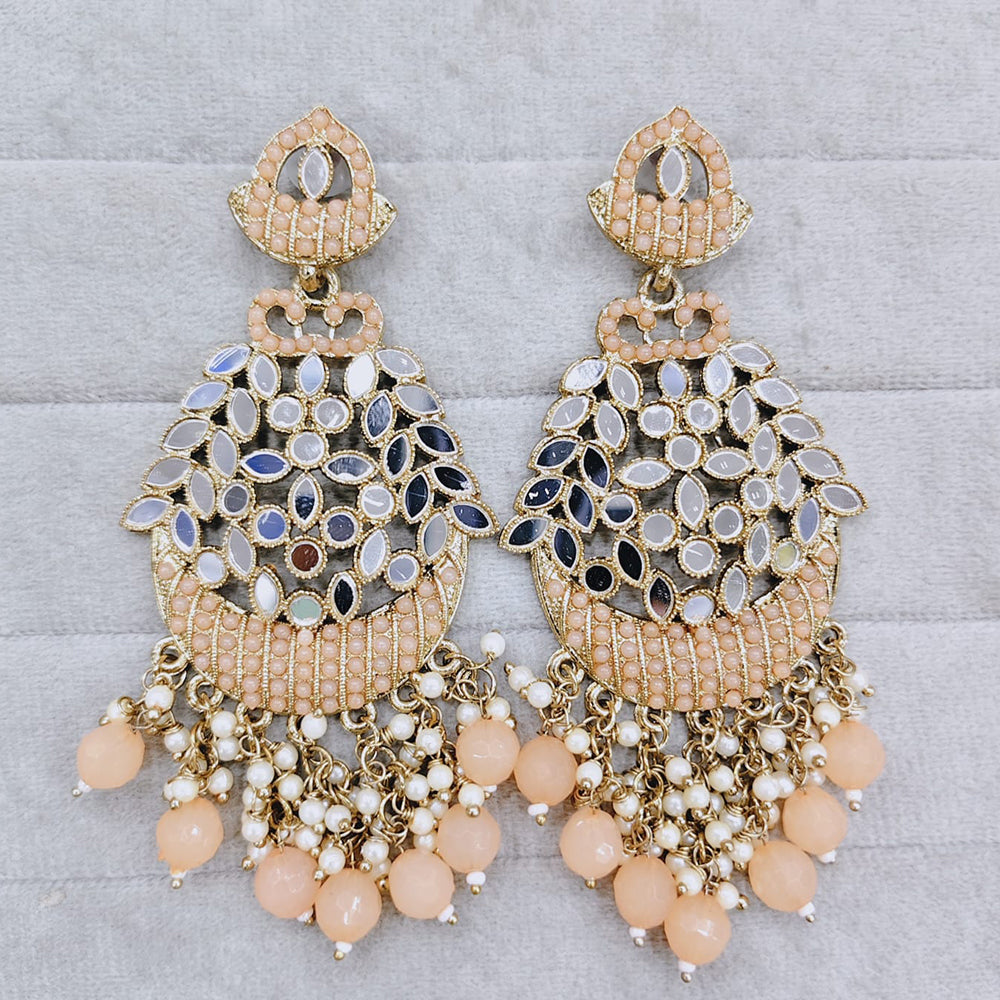 Rajwadi Collection Traditional Mirror Work Pearl Dangler Earrings for Women