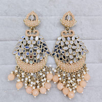 Rajwadi Collection Traditional Mirror Work Pearl Dangler Earrings for Women