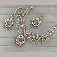 Rajwadi Collection Heritage Pota Stone And Austrian Stone Necklace Set
