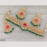 Rajwadi Collection Crystal Stone & Beads Gold Plated Necklace Set