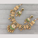 Rajwadi Collection Pota Stone & Meenakari Gold Plated Necklace Set