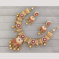Rajwadi Collection Pota Stone & Meenakari Gold Plated Necklace Set