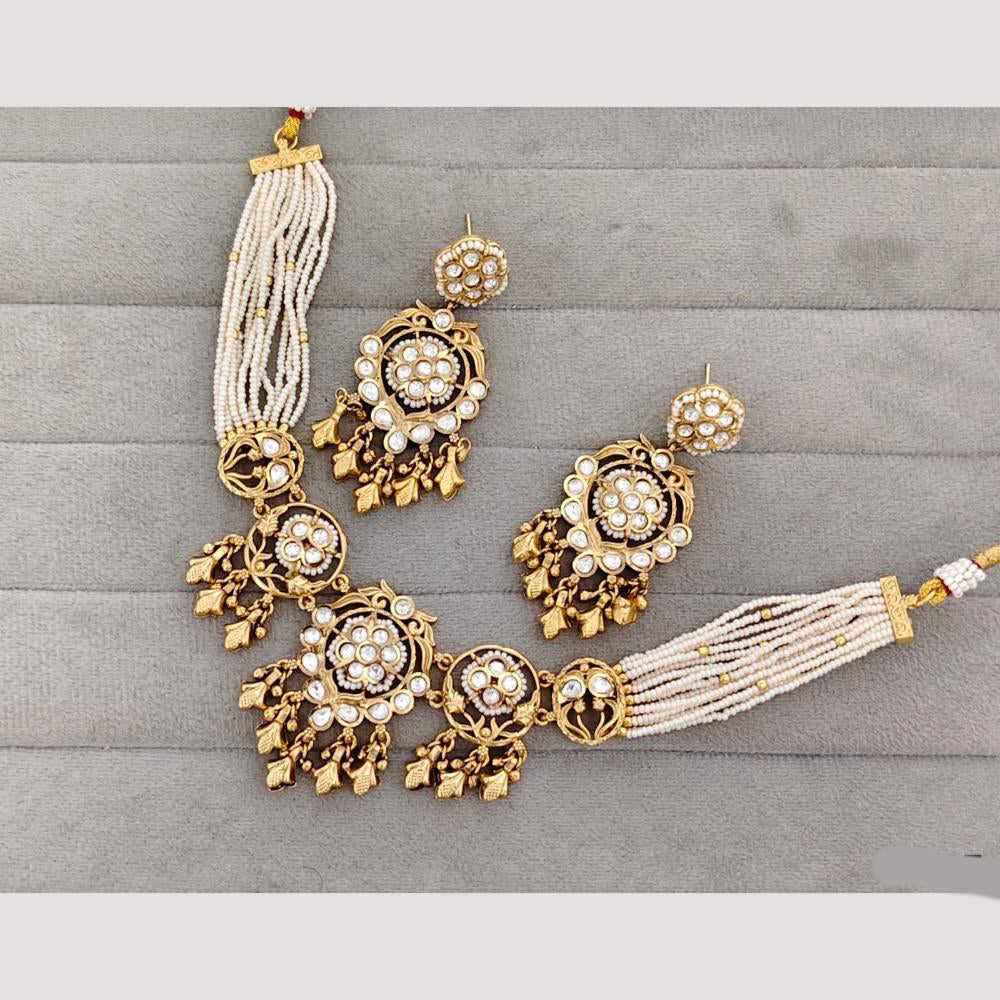 Rajwadi Collection Kundan Stone Gold Plated Necklace Set