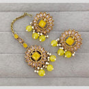 Rajwadi Collection Royal Crystal Stone And Pearl Designer Dangler Earrings With Maangtikka
