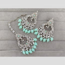 Rajwadi Collection Royal Crystal Stone And Pearl Designer Dangler Earrings With Maangtikka