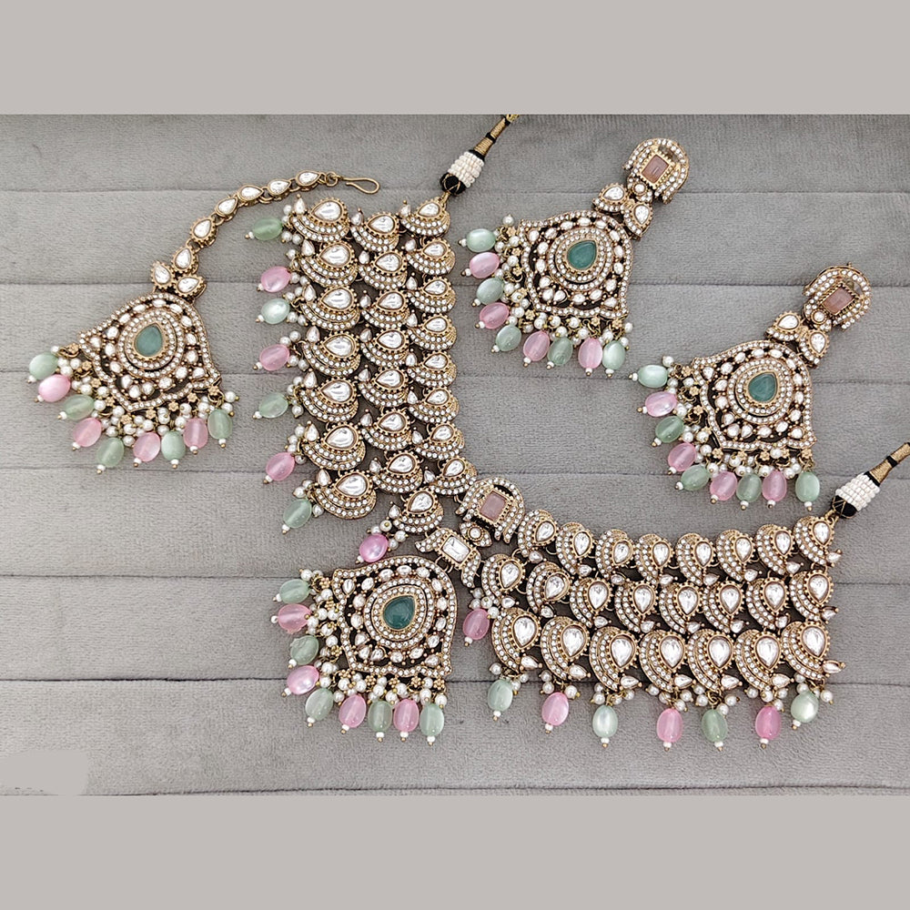 Rajwadi Collection Traditional Pota Stone Beaded Necklace Set