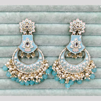 Rajwadi Collection Elegant Kundan Stone and Pearl  Meenakari Dangler Earrings