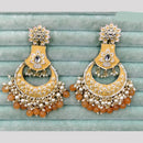 Rajwadi Collection Elegant Kundan Stone and Pearl  Meenakari Dangler Earrings