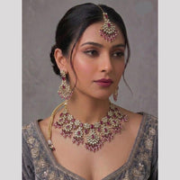 Rajwadi Collection Glam Pota Stone Beads And Pearl Traditional Choker Necklace Set
