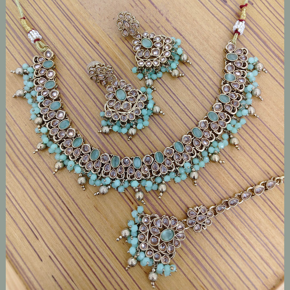 Rajwadi Collection Crystal Stone And Pearl Designer Necklace Set for Women