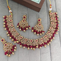 Rajwadi Collection Crystal Stone And Pearl Designer Necklace Set for Women