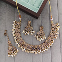 Rajwadi Collection Crystal Stone And Pearl Designer Necklace Set for Women