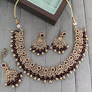 Rajwadi Collection Crystal Stone And Pearl Designer Necklace Set for Women