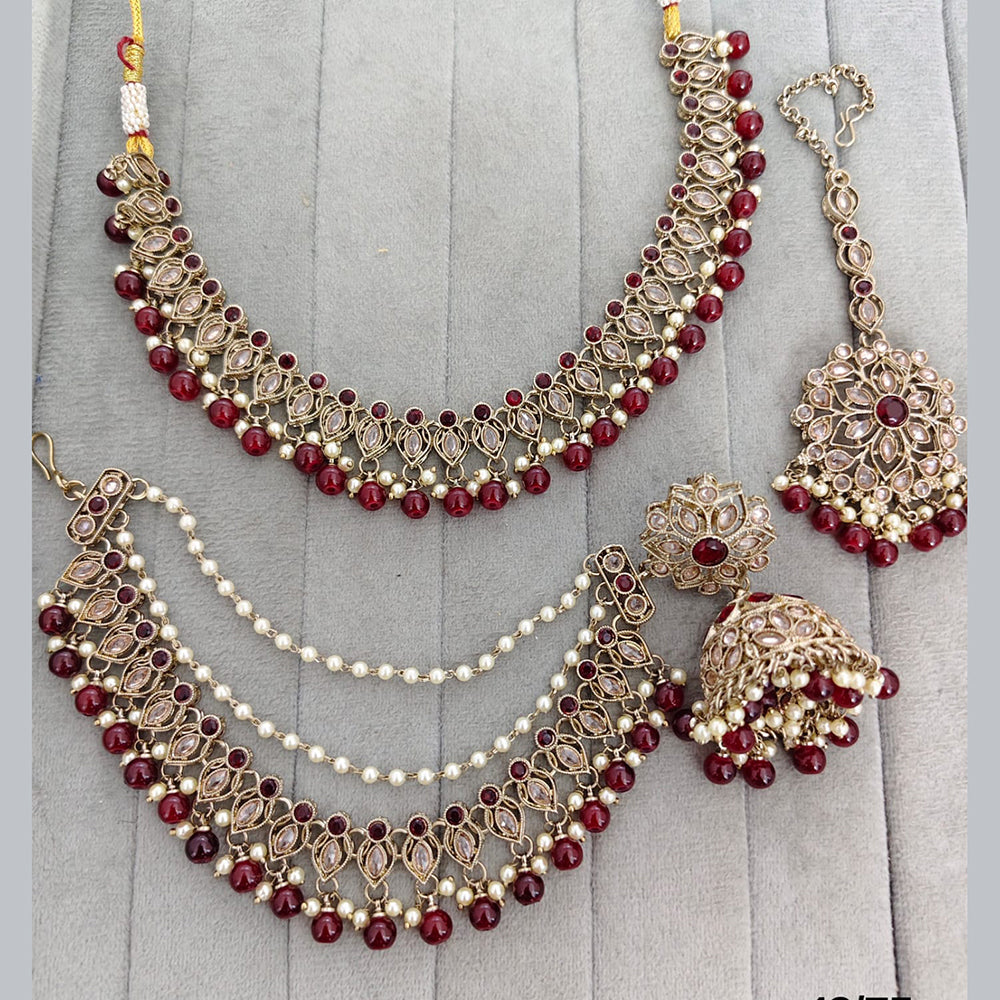 Rajwadi Collection Crystal Stone And Pearl Designer Necklace Set for Women