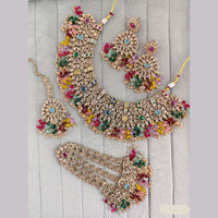 Rajwadi Collection Crystal Stone And Pearl Designer Necklace Set for Women
