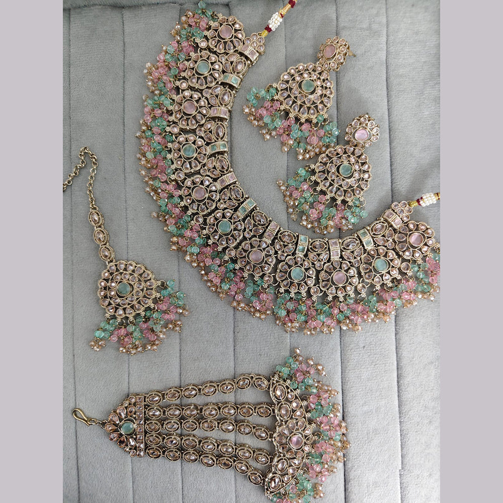 Rajwadi Collection Crystal Stone And Pearl Designer Necklace Set for Women