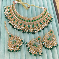 Rajwadi Collection Crystal Stone And Pearl Designer Choker Necklace Set for Women